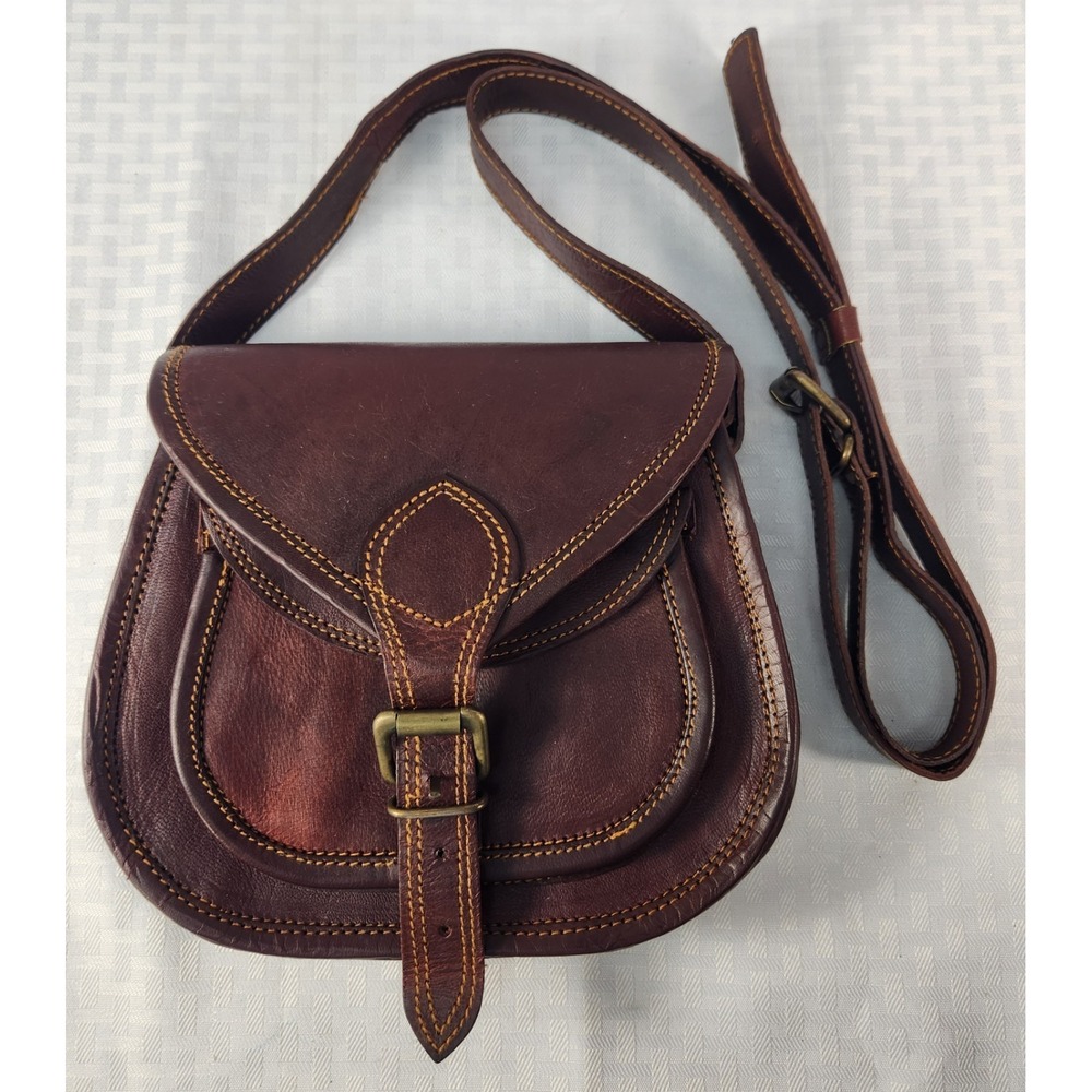Saddlebag Leather Crossbody Purse Messenger Bag Goat Leather Vintage Style NWOT